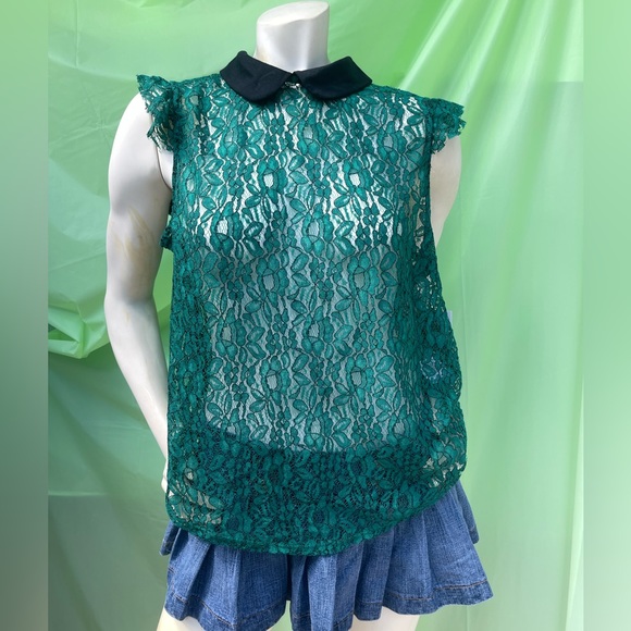 NWT Crochet see true green top with cap sleeves size XL - Picture 14 of 15